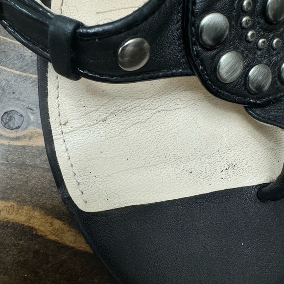 Coach M HARPER Black Leather Embellished Wedge Sandals - Picture 5 of 5